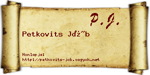 Petkovits Jób névjegykártya
